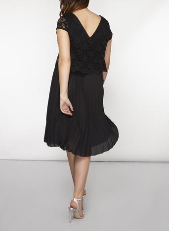 DP Curve Black Lace Pleated Dress